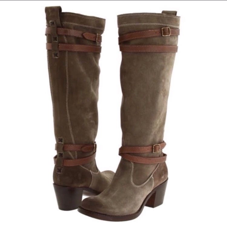 Frye Jane Strappy Suede Tall Boots 7